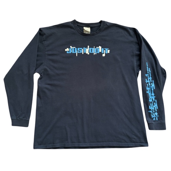 Nike Vintage Y2K / 90s Just Do It Navy Long Sleeve - Picture 1 of 6